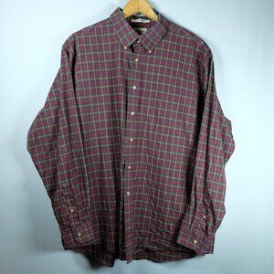 LL Bean Plaid Shirt Size XL Red Wrinkle Free Button Down Traditional Fit Men's